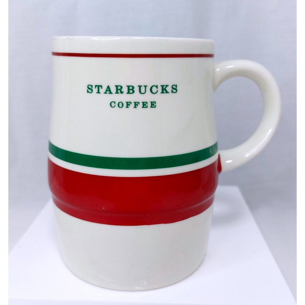 Retro Travel Style Red‎ and Green Stripe Starbucks 16 oz Coffee Cup Mug Coffee
